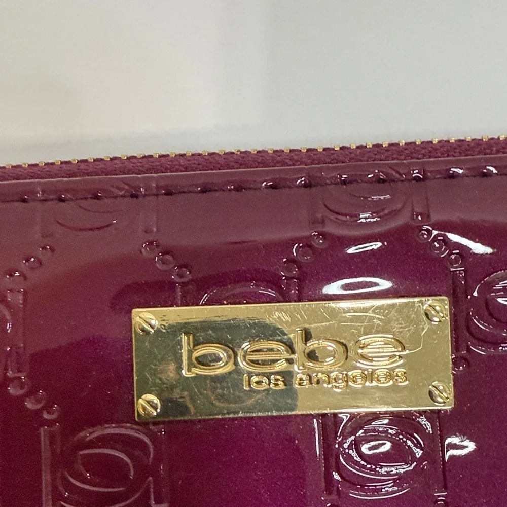 Bebe Maroon Wallet Duo with Gold Accents